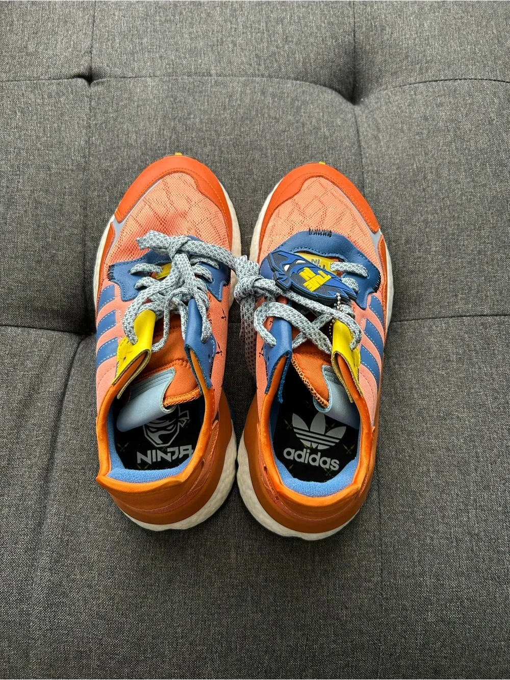 adidas Orange, Blue & Yellow ninjas time in sneakers